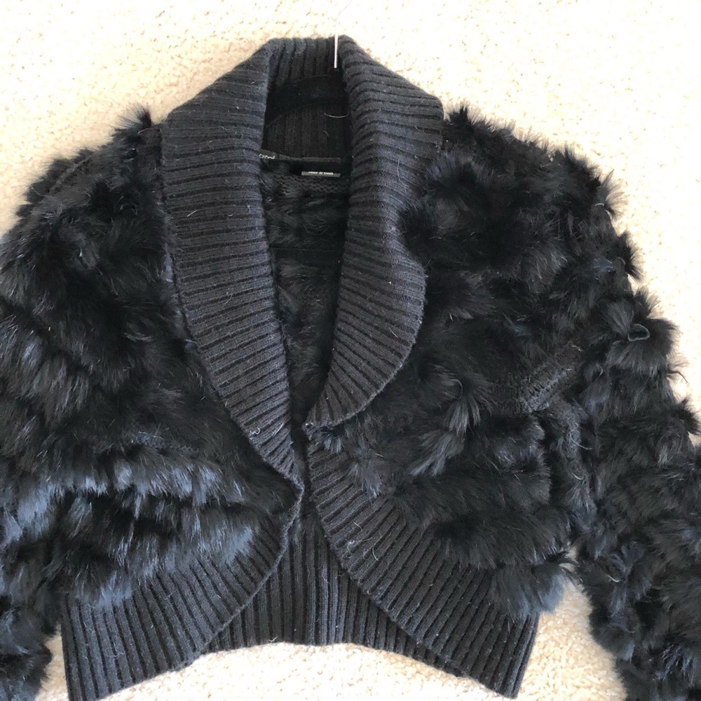 Faux fur short sweater jacket